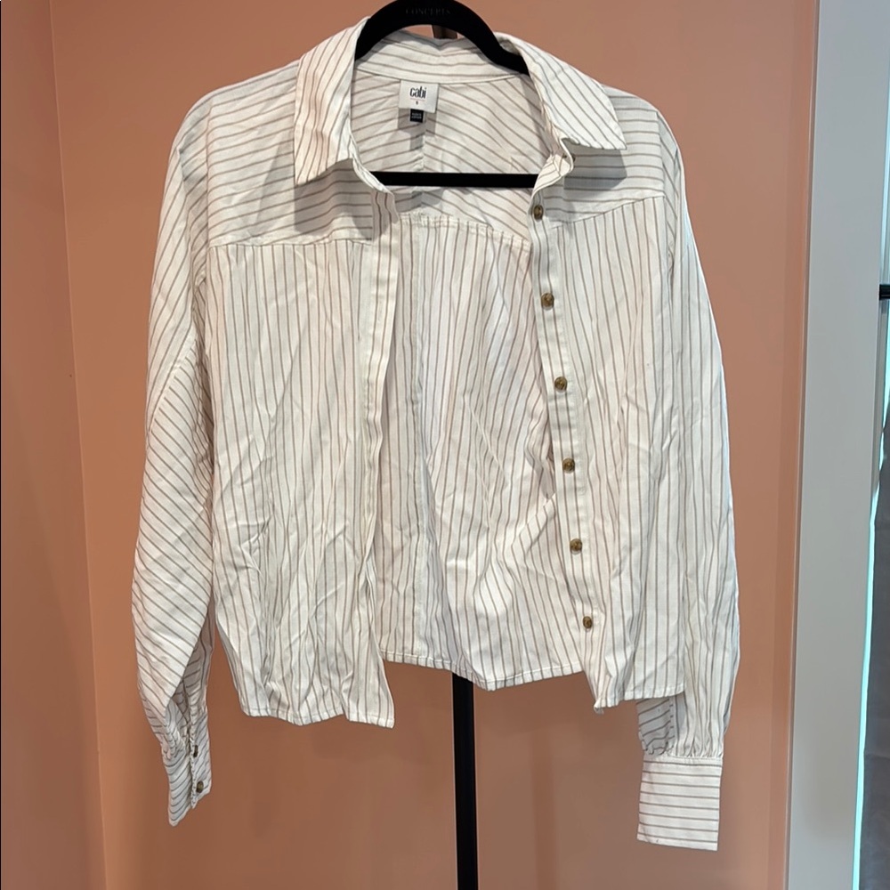 CAbi Cream Striped Shirt